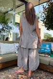 Sandbar Linen Blend 3 Button Dip Side Waistcoat Mocha